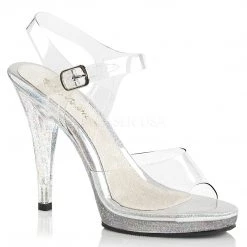 Fabulicious Clear 4.5" Ankle Strap Sandal W/ Mini Glitter Shoes