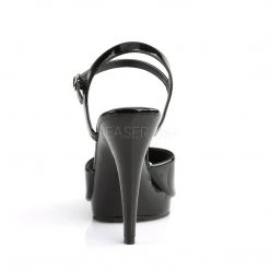 Fabulicious Black 4.5" Heel 1/2" Platform Ankle Strap Sandal 8 Fabulicious Black 4.5