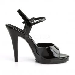 Fabulicious Black 4.5" Heel 1/2" Platform Ankle Strap Sandal 9 Fabulicious Black 4.5