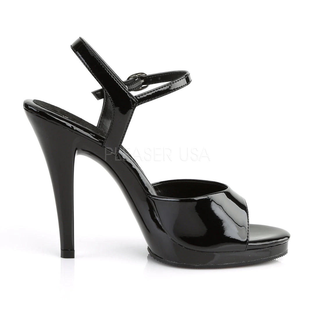 Fabulicious Black 4.5" Heel 1/2" Platform Ankle Strap Sandal 6 Fabulicious Black 4.5" Heel 1/2" Platform Ankle Strap Sandal