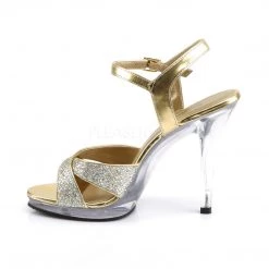 Fabulicious Gold Glitter 4.5" Heel Criss Cross Ankle Strap Sandal