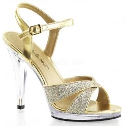 Fabulicious Gold Glitter 4.5" Heel Criss Cross Ankle Strap Sandal