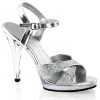 Fabulicious Silver Glitter 4.5" Heel Criss Cross Ankle Strap Sandal Shoes