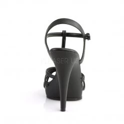 Fabulicious Black Matte 4.5" Heel T-Strap Sandal Shoes 8 Fabulicious Black Matte 4.5