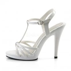 Fabulicious White 4.5" Heel T-Strap Sandal Shoes