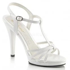 Fabulicious White 4.5" Heel T-Strap Sandal Shoes