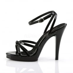 Fabulicious Shoes Black 4.5" Heel Strappy Ankle Wrap Platform Sandal 7 Fabulicious Shoes Black 4.5