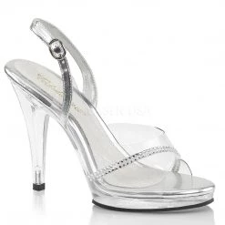 Fabulicious Clear 4.5" Heel Slingback Sandal W/ Rhinestones