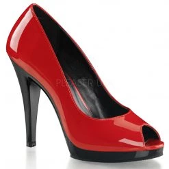 Fabulicious Shoes Red/Black 4.5" Heel Peep-Toe Pump