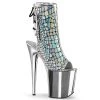 Pleaser Shoes 8" Heel Silver Open Toe/Heel Ankle Boot*