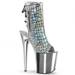Pleaser Shoes 8" Heel Silver Open Toe/Heel Ankle Boot*