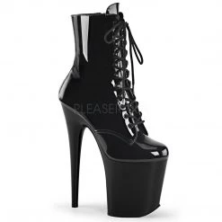 Pleaser Shoes 8" Heel Black Lace-Up Ankle Boot*