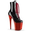 Pleaser 8" Heel Black/Red Lace-Up Ankle Boot* Shoes