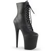 Pleaser 8" Spike Heel Black Lace-Up Faux Leather Ankle Boot*