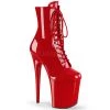 Pleaser 8" Heel Red Lace-Up Platform Ankle Boot*