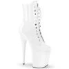 Pleaser Shoes 8" Heel White Lace-Up Ankle Boot*