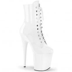 Pleaser Shoes 8" Heel White Lace-Up Ankle Boot*