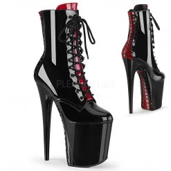 Pleaser 8" Heel Black Lace-Up Ankle Booties* Shoes