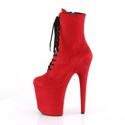 Pleaser Shoes 8" Heel Red Lace-Up 4" Platform Booties*