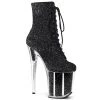 Pleaser Shoes 8" Heel Black Glitter Ankle Boot*
