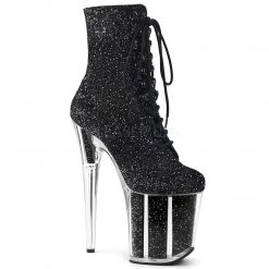 Pleaser Shoes 8" Heel Black Glitter Ankle Boot*