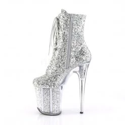 Pleaser 8" Heel Silver Glitter Ankle Boot*