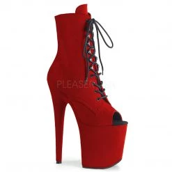 Pleaser Shoes 8" Heel Red Lace-Up 4" Platform Ankle Boot*