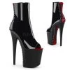 Pleaser 8" Heel Black/Red Peep Toe Ankle Boot* Shoes