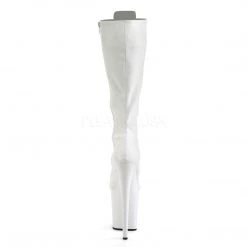 Pleaser 8" Heel Lace-Up White Faux Leather Knee Boots*