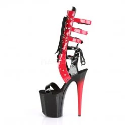 Pleaser 8" Heel Buckle Black/Red Knee High Boots* Shoes