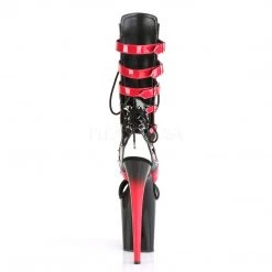 Pleaser 8" Heel Buckle Black/Red Knee High Boots* Shoes