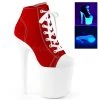 Pleaser 8" Heel Red/White Lace-Up*