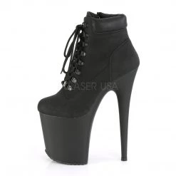 Pleaser 8" Heel Black Lace-Up Faux Leather*