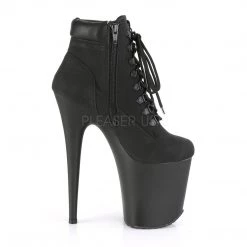 Pleaser 8" Heel Black Lace-Up Faux Leather* 9 Pleaser 8