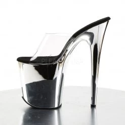 Pleaser Clear/Silver 8" Platform Slide Heels* Shoes
