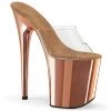 Pleaser 8" Heel, Clear/Rose Gold Chrome Plated Platform Slide*