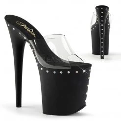 Pleaser Shoes 8" Clear/Black Platform Slide Stripper Heels*