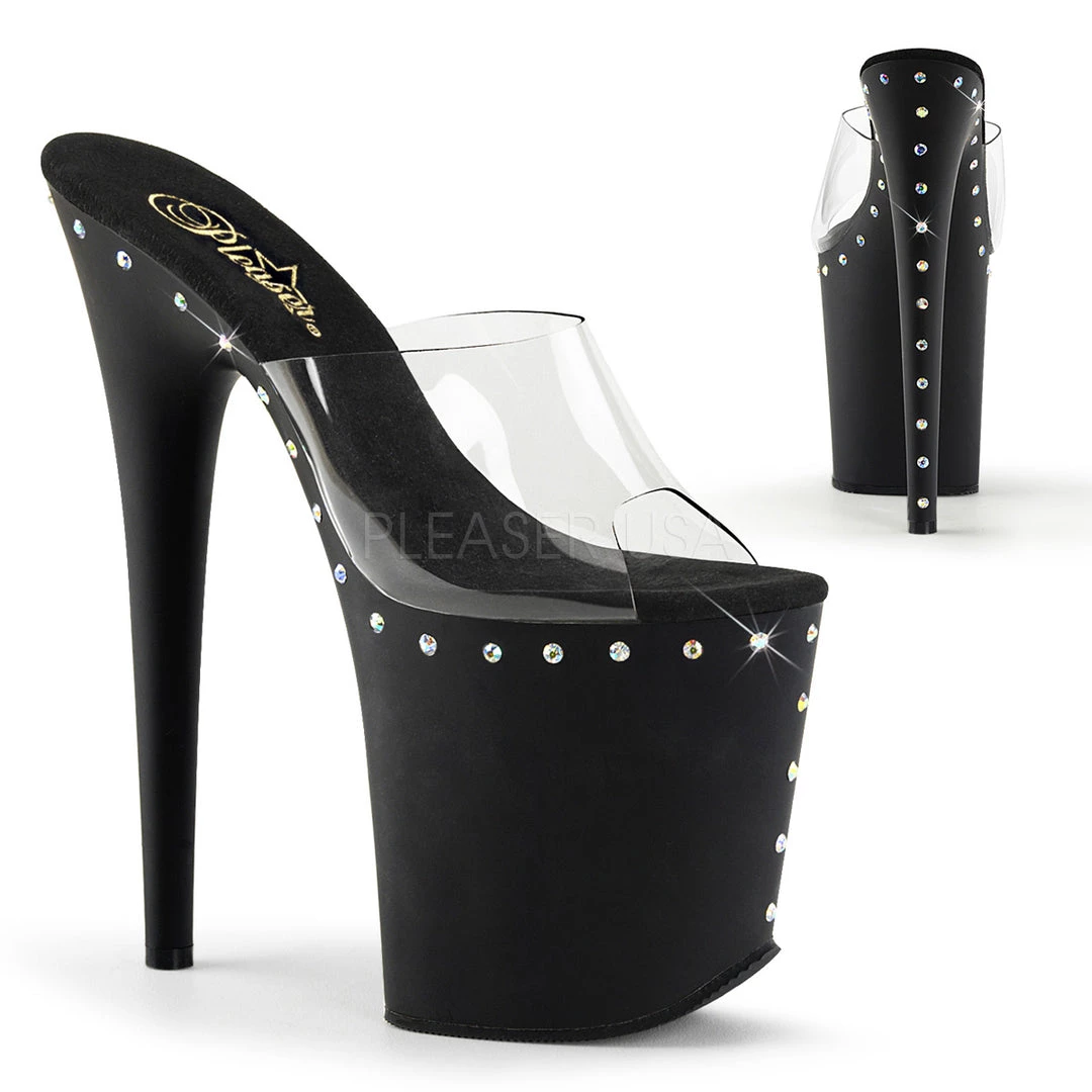 Pleaser Shoes 8" Clear/Black Platform Slide Stripper Heels* 3 Pleaser Shoes 8" Clear/Black Platform Slide Stripper Heels*