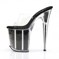 Pleaser Clear/Black 8" Glitter Heels* Shoes