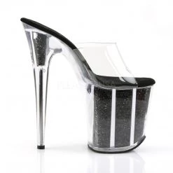 Pleaser Clear/Black 8" Glitter Heels* Shoes 9 Pleaser Clear/Black 8