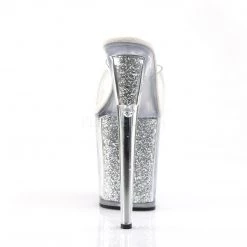 Pleaser Clear/Silver 8" Glitter High Heels* 8 Pleaser Clear/Silver 8