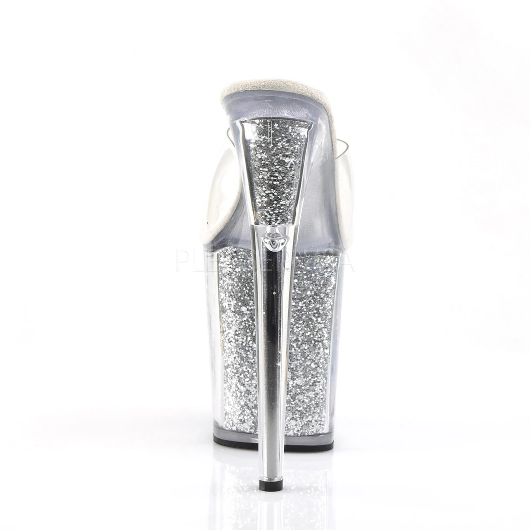 Pleaser Clear/Silver 8" Glitter High Heels* 5 Pleaser Clear/Silver 8" Glitter High Heels*
