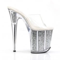 Pleaser Clear/Silver 8" Glitter High Heels* 9 Pleaser Clear/Silver 8