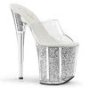 Pleaser Clear/Silver 8" Glitter High Heels* 1 Pleaser Clear/Silver 8" Glitter High Heels*
