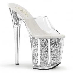 Pleaser Clear/Silver 8" Glitter High Heels*