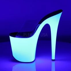 Pleaser Clear/White 8" Platform Slide Heels* Shoes