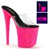 Pleaser Clear/Hot Pink 8" Platform Slide Heels* Glow In The Dark & Neon 1 Pleaser Clear/Hot Pink 8" Platform Slide Heels* Glow In The Dark & Neon