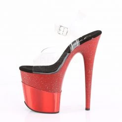 Pleaser Shoes 8" Clear/Red Glitter Heels*