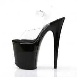 Pleaser 8" Clear/Black Ankle Strap Heels* 7 Pleaser 8