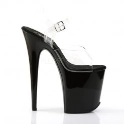 Pleaser 8" Clear/Black Ankle Strap Heels* 9 Pleaser 8